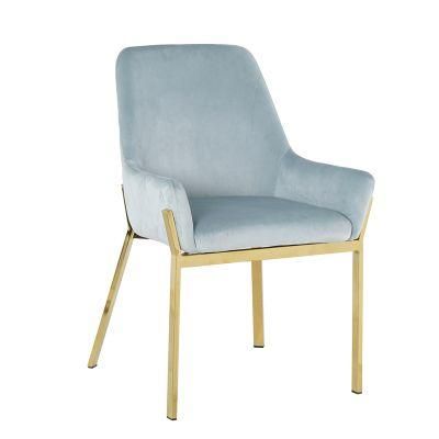 Dining Room Furniture Cheap Upholstered Modern Luxury Velvet Dining Chair with Gold Chrome Metal Leg