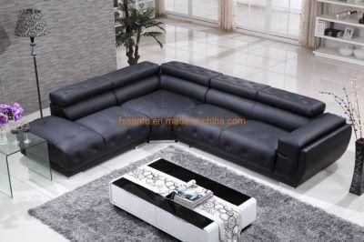 Modern Top Grain Leather L Shape European Style Living Room Home Furniture Corner Sectional Sofa Set