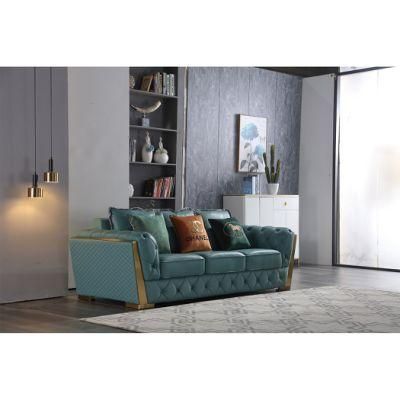 Modern Home Livingroom Green Lounge Leather Sofa with 1+2+3 Seaters
