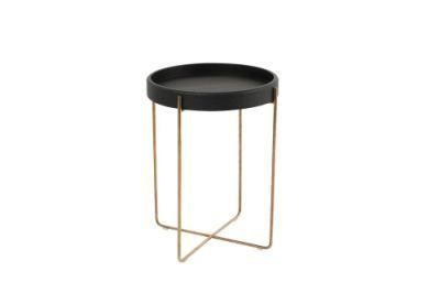 Contemporary Simple Style Home Furniture Movable Gold Color X-Stainless Steel Base Wooden Tray Top Side Coffee Table