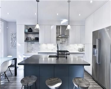 Apartment Minimalist Waterproof Freestanding Glossy PVC Kitchen Cabinet with Kitchen Island