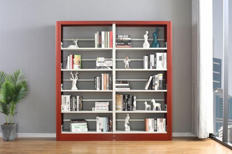 Double Sided Steel Bookshelf for Library Metal Office Book Rack Shelves/Bookcase