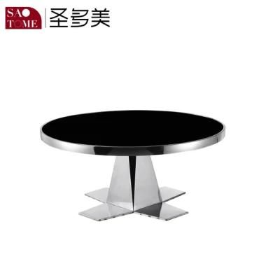 Modern Luxury Living Room Furniture Black Glass Round Coffee Table