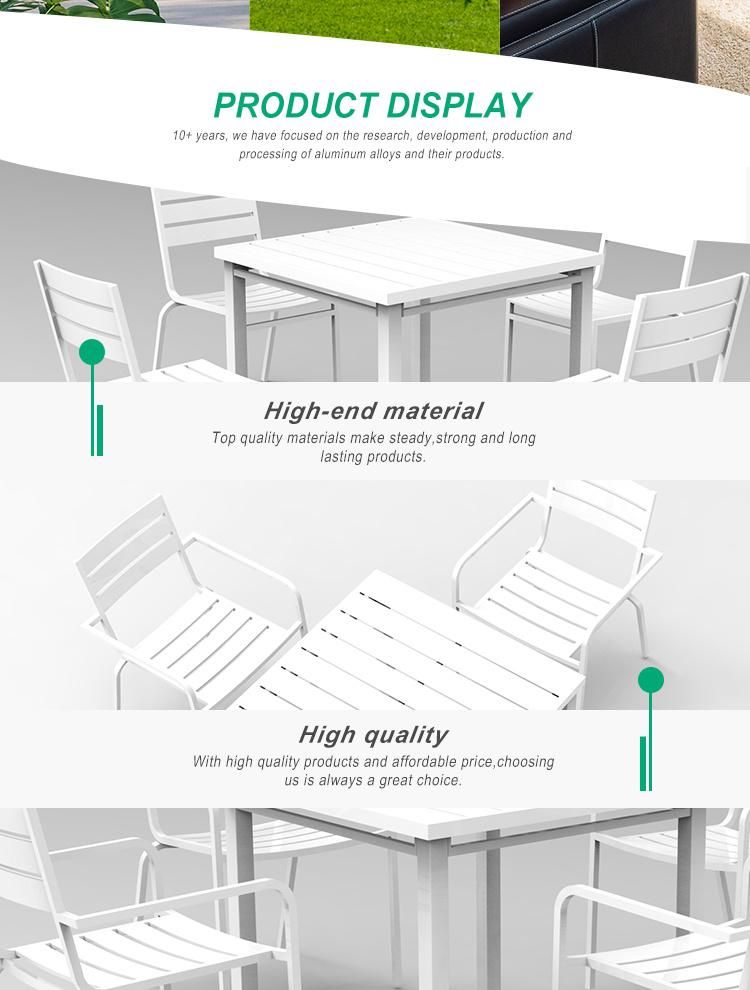 Economic and Efficient Modern Style Aluminium Dining Lounge Coffee Table with Chair Aluminum Outdoor Furniture