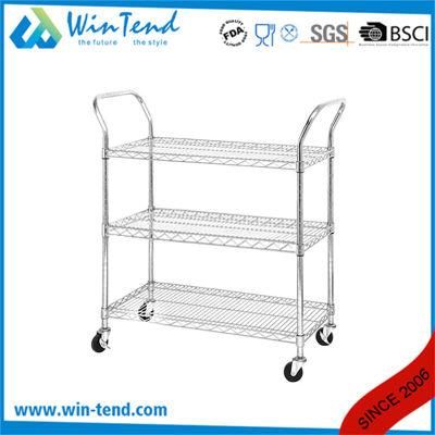 Hot Selling Chrome 3 Tiers Serving Food Trolley for Hotel Kitchen