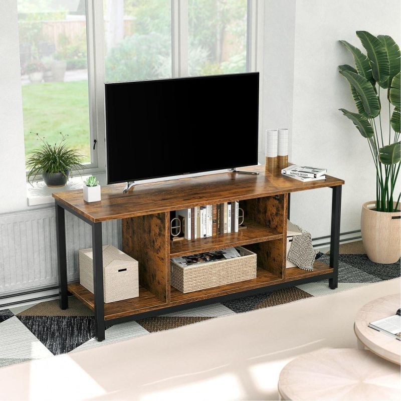 TV Stand for TV up to 50 Inch 3 Tier Entertainment MID Century Modern TV Stand Media Console Table with Open Shelving Storage Wood TV Cabinet