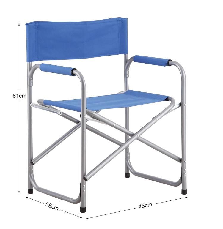 Portable Black Aluminum Folding Director Chair with Side Table