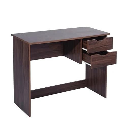 Computer Desk Writing Study Table with 2 Side Drawers Classic Home Office Laptop Desk Wood Notebook Table