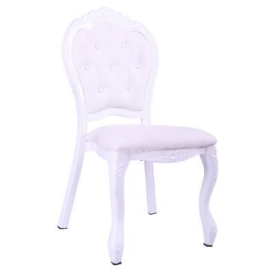 Party Event Banquet Wedding Dining Furniture Stackable Wooden Like Aluminium White Louis Xv Chair