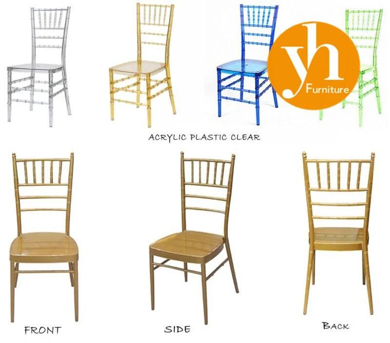 Hotel Metal Stacking Restaurant Chiavari Dining Banquet Event Chair White Seat Plastic Chair