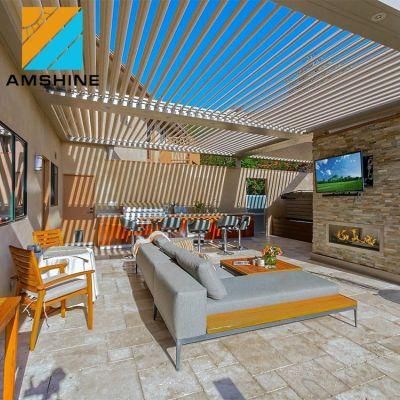 Customized Modern Waterproof Terrace Louvre Roof Pergola Aluminum Garden Furniture Outdoor with LED Lights