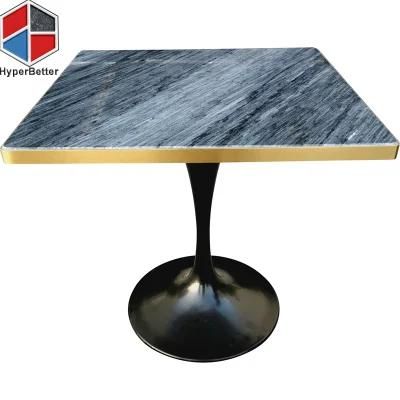 OEM Service Dark Grey Stone Restaurant Table Square