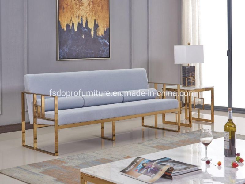 Modern New Fashion Fabric Armrest Sofa Set in Metal