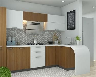 Apartment L Shape Heat Resistant Practical Laminate Kitchen Cabinet with White Paint