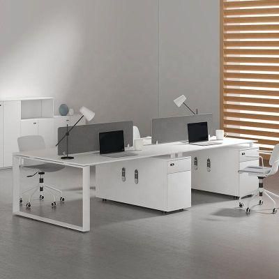 4 Persons Modern Office Wooden Furniture Staff Work Table Desk