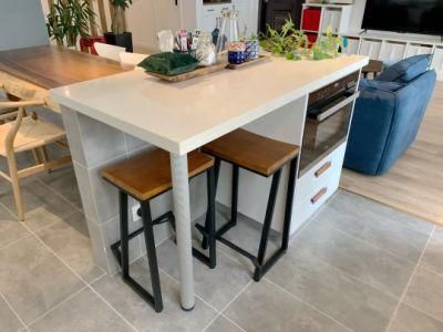 Free Modern Design Matt Finish Lacquer Kitchen Cabinet with Wooden Island