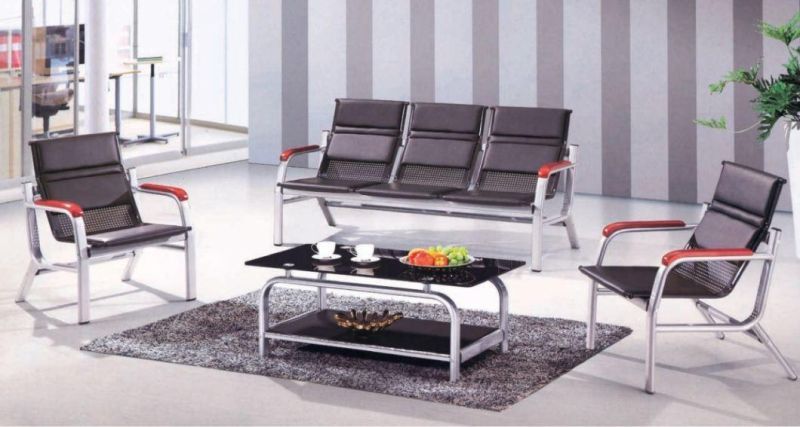 Promotion Modern Leather Conference Office Sofa with Metal Legs