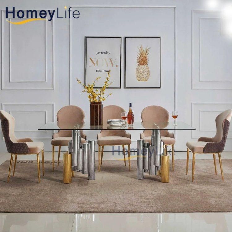 China Factory Home Furniture Modern Design Luxury Furniture Glass Table Top Dining Table