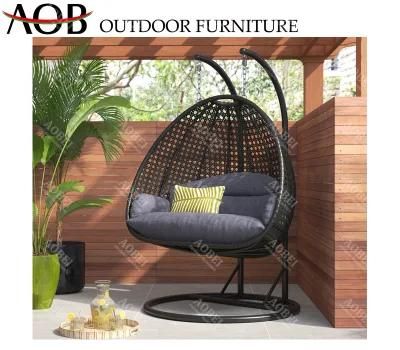Wholesale Modern Garden Outdoor Patio Home Backyard Furniture Rattan Two Seat Hanging Swing Chair