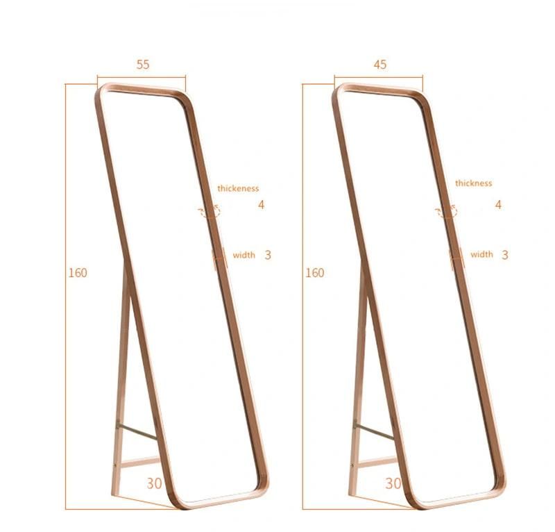 All Solid Wood Floor Dressing Home Modern Minimalist Small Apartment Fitting Whole Body Bedroom Bracket Mirror 0030