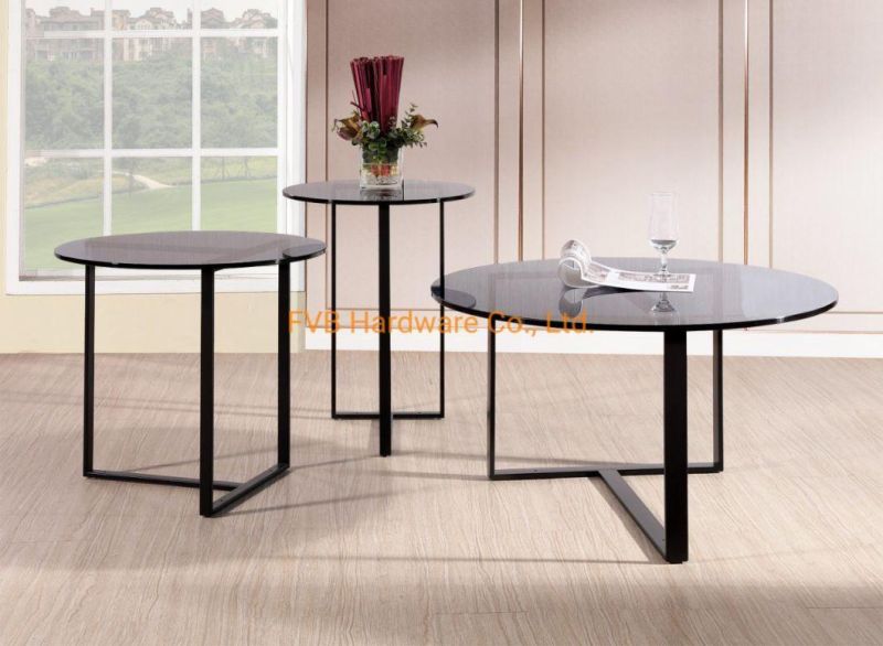Modern Rectangle Coffee Table Living Room Furniture with Tempered Glass & Veneer Top