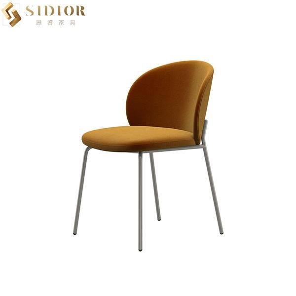 Restaurant Ultra Modern Fabric Upholstery Dining Chairs with Stainless Steel Lghs