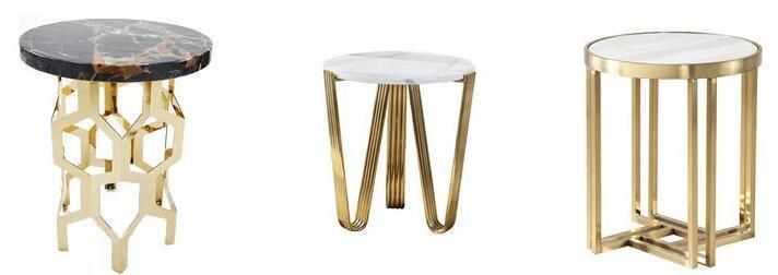 Modern Luxury Golden Frame Round Marble Coffee Tables for Promotion
