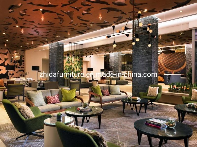 Customized 5 Star Modern Style Wooden Sofa Hotel Lobby Furniture