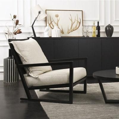 Nordic Solid Wood Restaurant Furniture Lounge Chair Leisure Fabric Sofa Chair