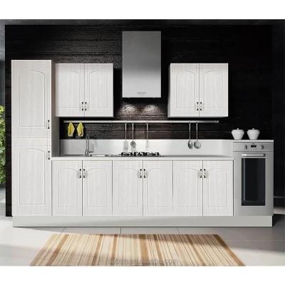 Customized Project Europe Style White Shaker PVC Finish Modular Kitchen Cabinets