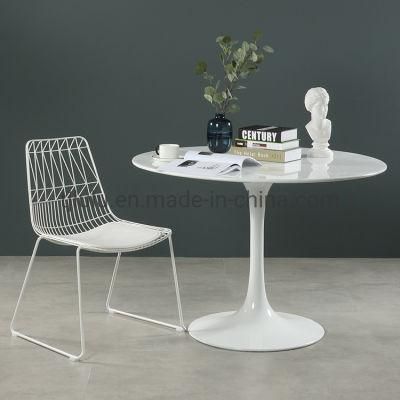 Modern Style 4 Seater Round Rotating Wooden Dining Table Tulip Base Cafe Restaurant Metal Table with MDF Top
