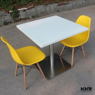 White 2 Seaters Square Solid Surface Restaurant Dining Tables