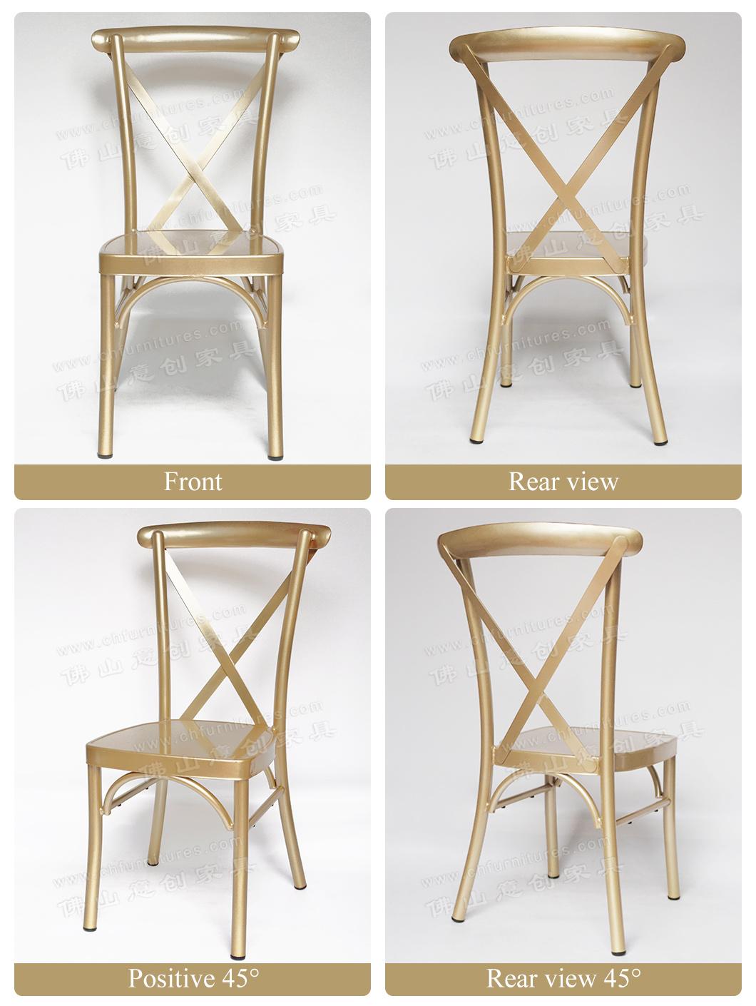 Yc-A68-10 Hot Selling 2019 Stackable Cross Back Gold Wedding Chair