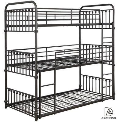 Modern Metal School Furniture Triple Bunk Bed for Students Steel Bed