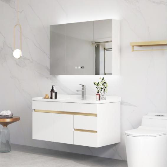 Artificial Stone Countertop Red Rubber Veneer Bathroom Cabinet Combined Desktop Basin Intelligent Mirror Wash Basin Cabinet Wash Basin