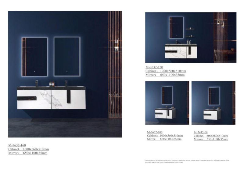 Modern Melamine Plywood Wall Mounted Bathroom Vanity with Mirror Cabinet