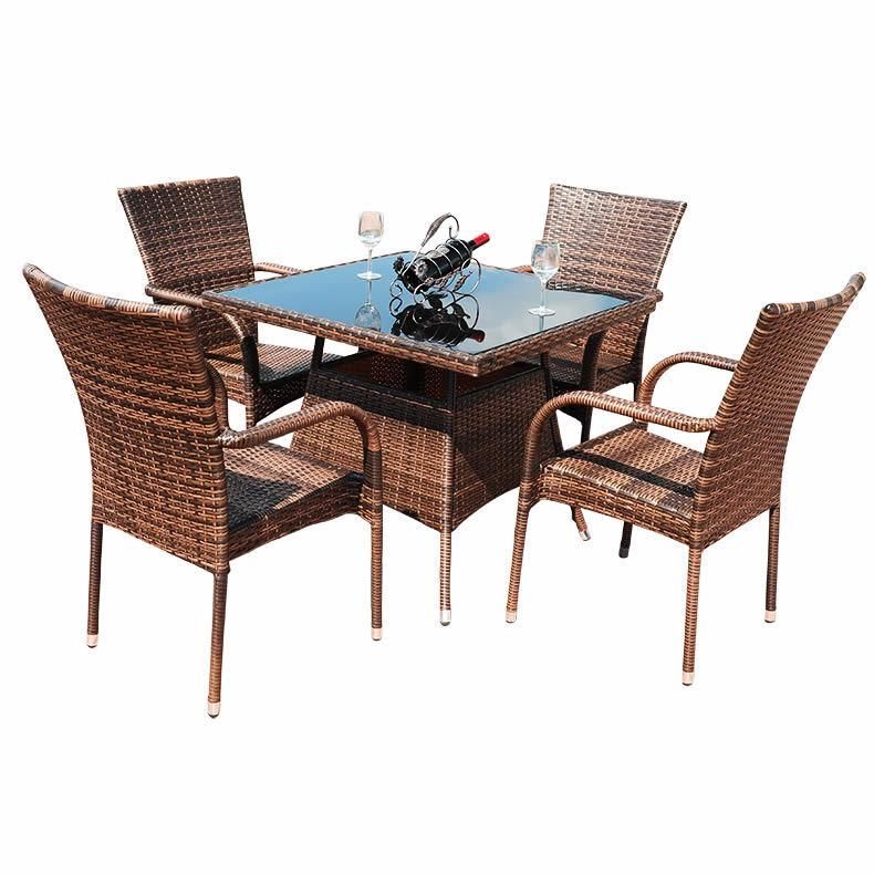 Popular Portable Outdoor Garden Rattan Dining Table and Chair Set