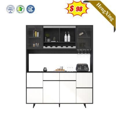 Simple Design Modern Home Furniture White and Black Color Living Room Cabinet Wooden File Cabinet Shelf
