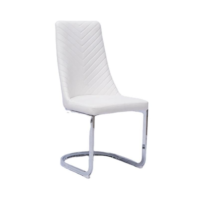 Modern Normal Reach PU Dining Chair with Chrome Legs for Home Hotel Restaurant