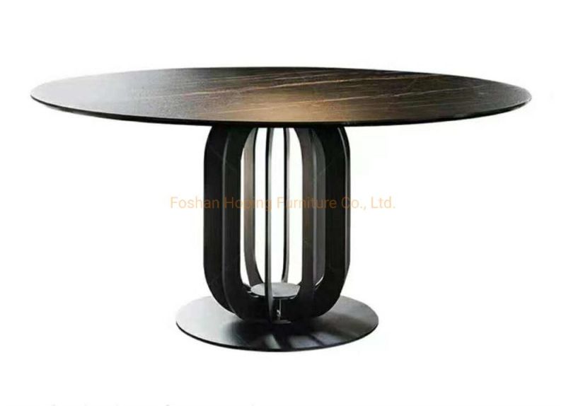 Large Dining Room Dining Table with White Wood Top and Modern Unique Black Iron Metal Steel Legs