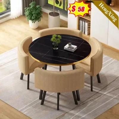 Dining Table Living Room Home Furniture Round Marble Top Dining Desk with Metal Legs Popular Dining Chair