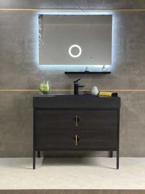 Solid Wood Bathroom Vanity Hotel Modern Furniture with LED Mirror