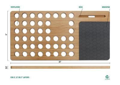100% Eco Friendly Bamboo Lap Desk with Printed Mouse Pad