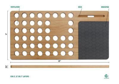 100% Eco Friendly Bamboo Lap Desk with Printed Mouse Pad