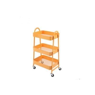 3 Tier Rolling Storage Trolley, Orange for Kitchen, Bathroom, Office