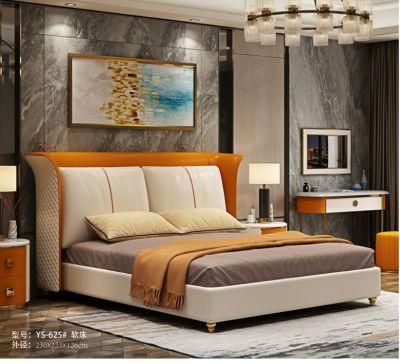 Modern Luxury Bedroom Furniture Leather Bed Frame Queen Size Wooden Bed for Bedroom Furniture