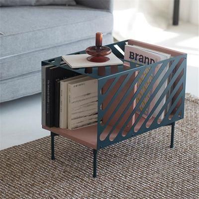 Blue Steel Rectangle Coffee Table Bedside Cabinet