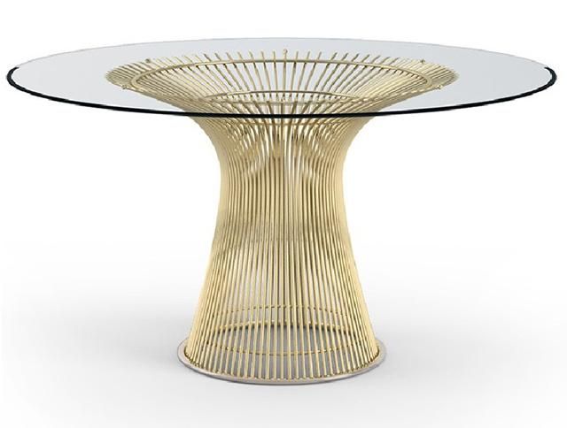 Wholesale Dining Furniture Set Luxury Gold Metal Base Dinner Table
