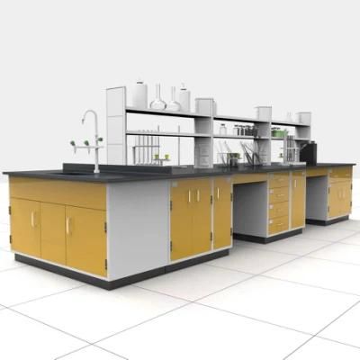 Chemistry Steel Lab Furniture with Wheels, Physical Steel Laboratory Table Bench/