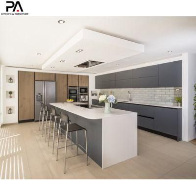 Luxury Kitchen Grey Lacquer and Melamine Modern Kitchen Cabinets